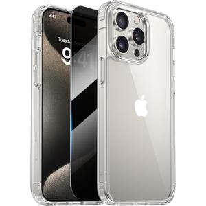 Diaclara Designed for iPhone 15 Pro Case, [with Privacy Screen Protector] [Anti Spy] [Military Grade Drop Protection] Heavy Duty Full-Body Shockproof Phone Case, Clear