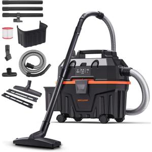 WECLEAN 4 Gallon 5.5 Peak HP Commercial Wet Dry Vacuum Cleaner Shop Vac for Outdoor Patio Wet & Dry Construction Shop Vac with Blower Gift for Father (Black)