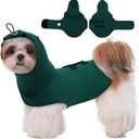 MIGOHI Dog Anxiety Relief Hoodie for Small Dogs, Lightweight Anxiety Vest with Ear Cover for Boys Girls, Breathable, for Fireworks, Travel, Separation, Flashing Lights, S,DarkGreen
