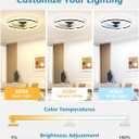 VOLISUN Low Profile Ceiling Fans with Light and Remote, 20in Fandelier Ceiling Fan with Lights, 3000K-6500K Dimmable Flush Mount LED Fan Light, Black Bladeless Ceiling Fans with Lights for Bedroom