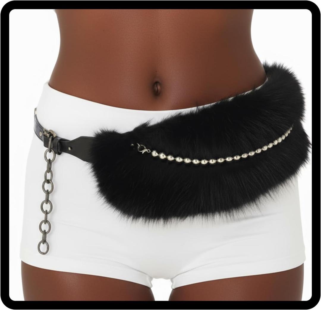 Fur Leather Belt Women Faux Furry Belts Wide Chunky Waist Accessories for Dresses and Pants