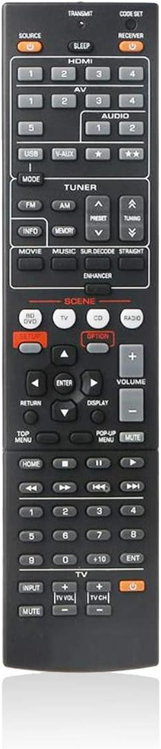 Replacement for Yamaha AV Receiver Remote Control Universal RX-V367 RAV463 ZA11350 RX-V375 RX-V677 RX-V371 RAV331 WT92670 RX-V373 RAV432 RX-V577 RAV494 HTR-3063 RX-V473 RAV293 WR00270 RAV521