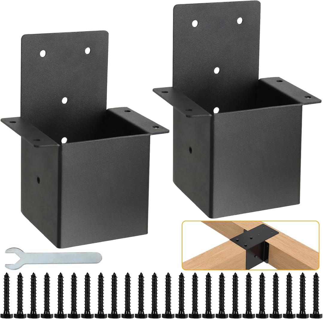 Pergola Rafter Brackets,4"x4"(Actual 3.6"x3.6") Post Top Rafter Brackets,Wall Mount Support Brackets Kit,DIY Kit for Pergola Gazebo Sunroom Carpot,2PCS
