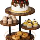 Cupcake Stand 4 Tier for 50 Cupcakes Wooden Cake Stand 360°Rotatable Dessert Stands Round Cookie Tiered Tray Stand for Party Birthday Wedding Baby shower Afternoon Tea Dessert Table, Brown