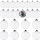 Kingrol 24 Pack Glass Ornament Balls, Fillable Ornaments for DIY Craft Projects, Christmas, Wedding, Party, Home Decor