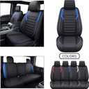 YIERTAI Truck Seat Covers Compatible with Ford F150 for 2009-2025 2026 F-150 2017-2025 2026 F250 F350 F450 Supercab Crew Cab Super Duty XLT Supercrew Waterproof Leather(5 PCS Full Set/Black-Blue)