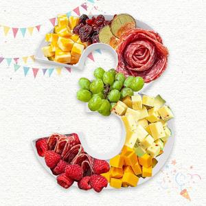 Charcuterie Cardboard Number Fillable Shaped Treat Decorative Box Anniversary Birthday Table Centerpiece (3 Style, 9inch)