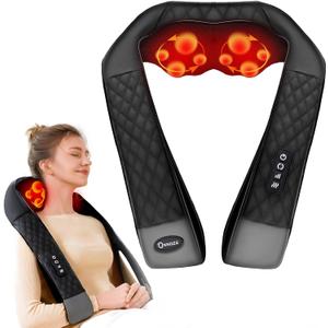 Shiatsu Neck and Back Massager with Heat, Neck and Shoulder Massager, 4D Deep Tissue Kneading Massage for Leg, Full Body Muscle Pain Relief, Ergonomic Design, Ideal Gifts for Women Men, Not Cordless (Dark Black)