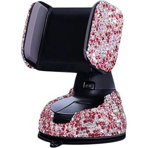 SUNCARACCL Bling Car Phone Holder, 360Adjustable Crystal Auto Phone Mount Universal Rhinestone Car Stand Phone Holder Car Accessories for Windshield Dashboard and Air Outlet (Pink)