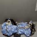 JOYIN 2 Pcs Hanging Ghosts Halloween Decorations Outdoor, 3ft Blue Swinging Creepy Sister Ghost with LED Red Light Eyes Creepy Girl Twins Doll Decor for Indoor Flying Props for Yard Patio Lawn Garden