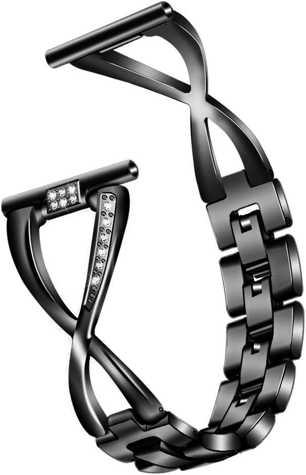 GloryFit Smart Watch Bands, Compatible with GloryFit T80 T70 T60 T50 P99 P98 Y66 P66 Stylish Band Bling Metal Strap Jewelry Bangle Wrist Bracelet, Black