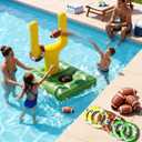 Inflatable Football Pool Ring Toss Game - 3-in-1 Floating Football Target for Swimming Pool, Backyard & Beach - Heavy Duty PVC Pool Toys for Kids and Adults Summer Party Games