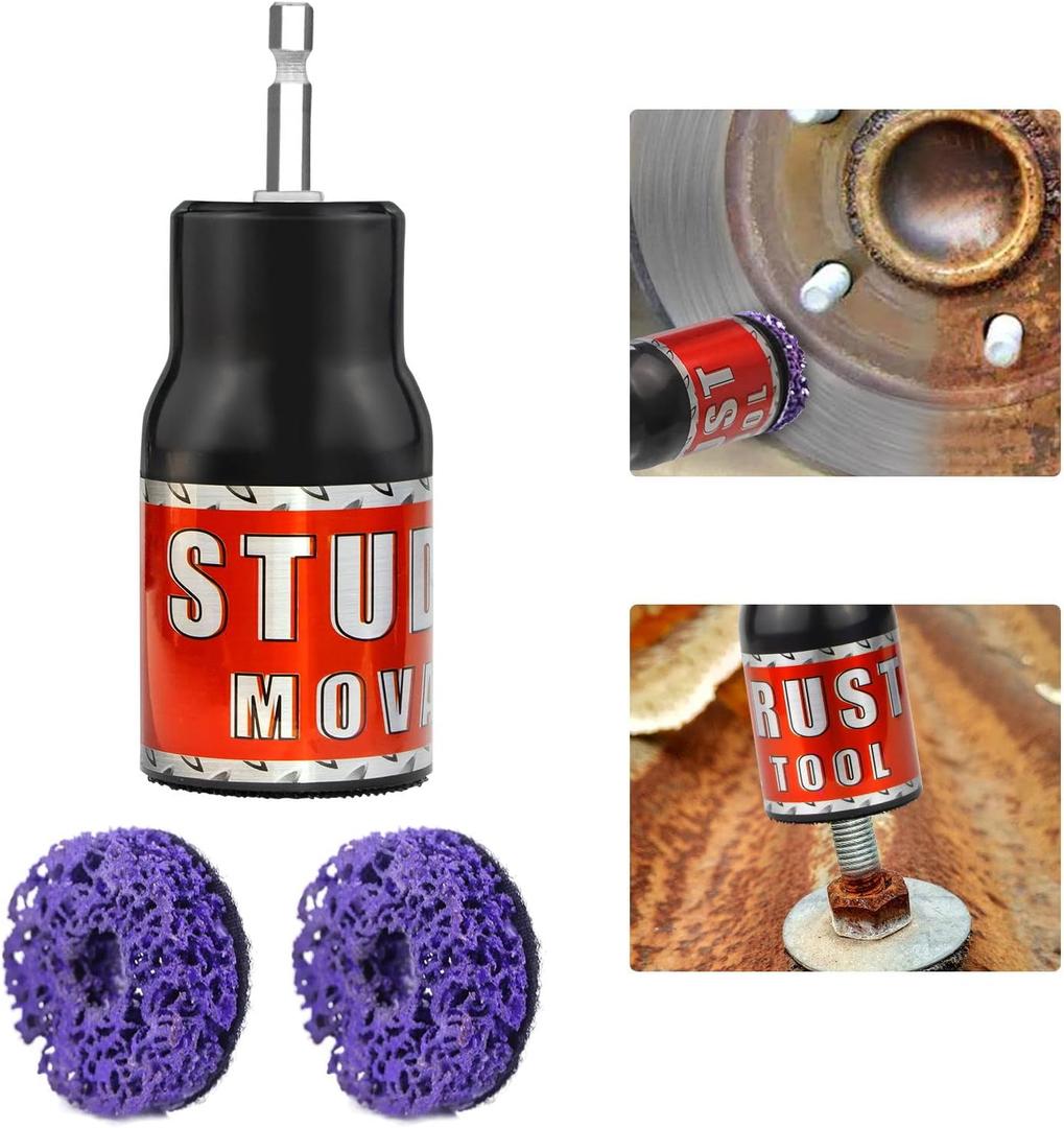 Metal Rescue Stud Hub Rust Removal Tool-Stud Cleaner Wheel Cleaning Tool, Screws, Bolts and Metal Surfaces for 1/2" Impact Wrenches or Electric Drill