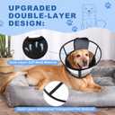 WinWeal Soft Dog Cone Collar for Dogs After Surgery, Transparent Breathable Pet Recovery Collar for Large Medium Dogs, Adjustable Dog Cone Collar, Elizabethan Collar (XL, Black)