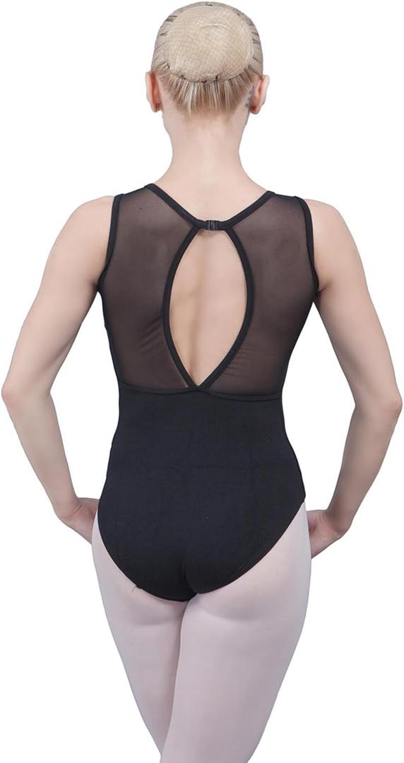 Black Mesh Back and Droplet Keyhole Cutout Leotard (X-Large)
