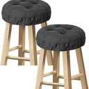 Sunlit Bar Stool Covers - Set of 2 Round Bar Stool Seat Covers, Soft and Cushioned Bar Chair Covers, Easy to Install and Wash, Cover Only, 12 Inch Diameter, Black