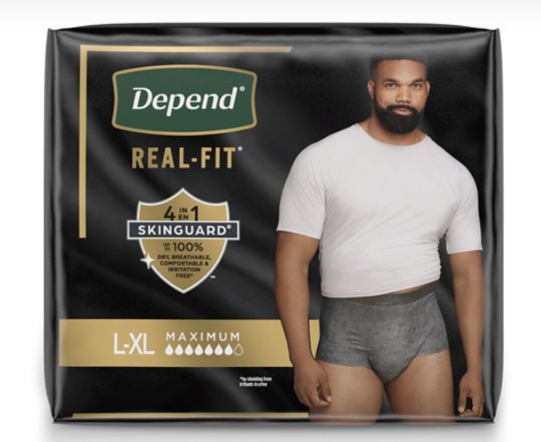 Depend Real Fit Adult Diapers, Incontinence Underwear for Men, Disposable, Maximum Absorbency, Large/Extra Large, 84 Count, Packaging May Vary