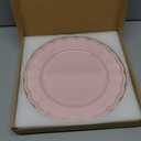 Pink Round Charger Plates,13 Inch Metallic Chargers for Dinner Plates, Gold Bead Rim Plastic Chargers For Dining, Wedding, Party, Shower. 6 Pack Decorative Holiday Tabletop Decor