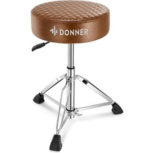 Donner Drum Throne Seat DT-150, Professional Drum Stool - Adjustable Hydraulic Height, Thick Padded Anti-Slip Cushion, Double-Braced Stability, Brown Donner Drum Throne Seat DT-150, Professional Drum Stool - Adjustable Hydraulic Height, Thick Padded Anti-Slip Cushion, Double-Braced Stability, Brown