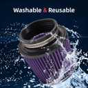 3" 3.5" 4" Inlet Car Replacement Cold Air Intake Filter 76mm 89mm 102mm 3 Sizes in 1 High Flow Performance Cone Air Filter (Purple)