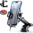 ZGEAR Upgraded 3-in-1 Car Phone Holder Mount [Powerful Suction] Phone Mount for Car Dashboard Air Vent Windshield, for All iPhone Android Phone (Black)