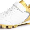 Kids Baseball Cleats - Youth Rubber Molded Softball Cleat - Boys Girls Low Top Athletic Shoes (2.5 Little Kid, Gold)