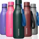 BJPKPK Insulated Water Bottles, 18 oz Stainless Steel Metal Water Bottle with Strap, BPA Free Leak Proof Jugs, Mugs, Flasks, Reusable Thermal Flasks for Sports & Travel, Army Green