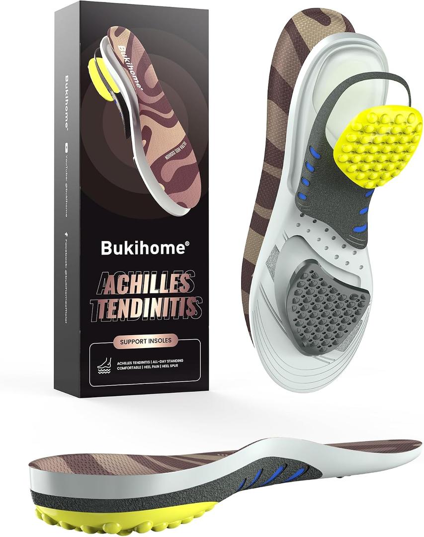 Achilles Tendonitis Insoles for Men & Women – Heel Pain Relief Insoles with Ultra-Cushioned Heel Support for Achilles Tendonitis, Heel Spurs - C: Men 5.5-6 | Women 7.5-8 (253mm)