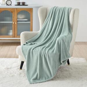 Bedsure Fleece Blanket Twin Size Sage Green - 300GSM Lightweight Plush Fuzzy Cozy Soft Warm Blanket for Bed, Sofa, Couch, Travel, Camping, 60x80 inches (Twin (60" x 80"))