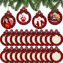 Blulu 24 Pcs Christmas Photo Ornament 2025 Baby First Christmas Pictures Frame Bulk Hanging Picture Frames Wooden for Xmas Tree Baby Gifts Keepsake