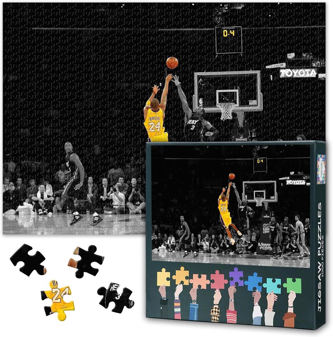 Kobe Bryant Puzzles for Adults 1000 Pieces, Difficult Challenging Family Puzzle Mamba Mentality, 27.5x19.7 Inch Jigsaw Puzzles Basketball Player, Puzzle Game for Men Women Home Decor Gift