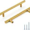 HOME EDIT Brushed Brass Cabinet Handles 5 Inch Hole Spacing, Stainless Steel Drawer Pulls for Cabinets, Kitchen, Bathroom, Dresser 20 Pack