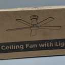 Ceiling Fans with Lights and Remote, 42 Inch Low Profile Ceiling Fan, Flush Mount LED Fan Light with Backlit Night Light Design, 3000K-6000K Dimmable Modern Fandelier Ceiling Fans for Bedroom, White