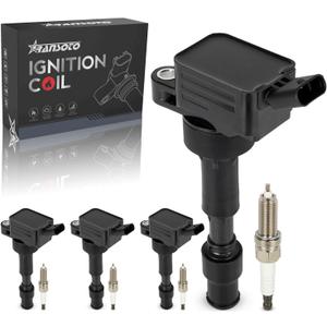 RANSOTO UF816 Ignition Coil Pack & Double Iridium Spark Plug Compatible with 2016-2021 Hyundai Elantra Kona Sonata Veloster Kia Forte Optima Soul 2.0L Replaces 93175 Set of 4