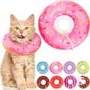 Cat Cone Collar Soft, Adjustable Cat Recovery Collars Spay Cones to Stop Licking, Cute Kittens Donut E Collar After Surgery, Anti-Lick Wound Healing Elizabetan Collars for Kittens (Pink, Small)