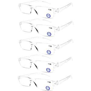 AQWANO Blue Light Blocking Computer Reading Glasses 6 Pack Clear Frame Rimless Readers Anti Glare Filter Lightweight for Women Men, 2.0