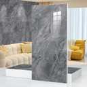 10pcs Marble Peel and Stick Waterproof Wall Panels,Heat-Resistant Backsplash Tile, 23.6"x11.8" PVC Foam Wall Sticker for Kitchen,Living Rooms, Bedrooms TV Walls,Grey (Not Real Tile 19.4Sq. Ft.)