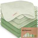6-Pack Baby Washcloths  Soft Absorbent Viscose from Bamboo Washcloths for Face, Body, Baby Towels for Newborn, Kids, Toddlers, Infant, Gentle on Sensitive Skin, 10x10 Reusable Face Towels(Verde)