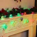 Amooca Christmas Balls Ornaments Hanging Garland Decorations with LED Lights 20pc 12.2ft for Window Wall Stair Railing Xmas Tree Holiday Party Home Decor with Timer Colorful Rainbow Pyramid Balls