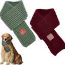 FINGERINSPIRE 2Pcs Polyester Dog Knitted Scarf 37x3.54x0.08inch Red and Green Warm Knitted Christmas Winter Holiday Decoration Scarf Pet Costume Accessories for Small Medium Large Dogs