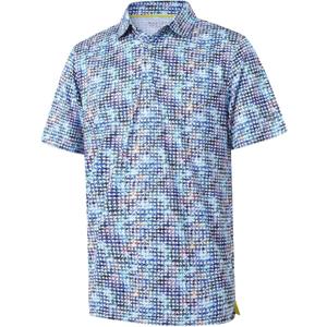 Golf Shirts for Men Dry Fit Short Sleeve Print Performance Moisture Wicking Polo Shirt (3X-Large, Astral Geo)