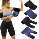 4 Pcs Thigh Wraps & Arm Trimmers Set Thigh and Arm Sweat Bands Slimmer Leg Wrap Compression for Weight Loss(Black and Blue)