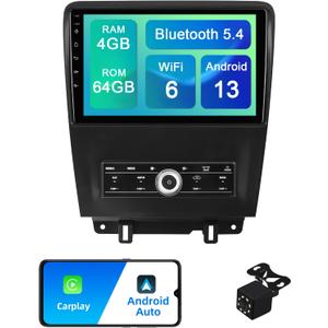 4+64G Android 13 Double Din Car Stereo for Ford Mustang 2010 2011 2012 2013 2014 with 10.1 Inch Touchscreen Radio Built-in Wireless Carplay/Android Auto/GPS/Bluetooth/FM/AUX-in/Steering Wheel Controls 4+64G Android 13 Double Din Car Stereo for Ford Mustang 2010 2011 2012 2013 2014 with 10.1 Inch Touchscreen Radio Built-in Wireless Carplay/Android Auto/GPS/Bluetooth/FM/AUX-in/Steering Wheel Controls