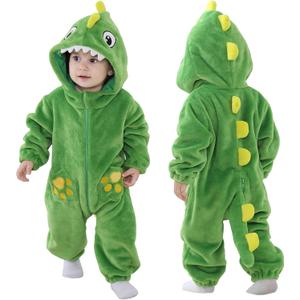 TONWHAR Dinosaur Costume for Toddler Boys & Girls, Cute Baby Animal Romper Halloween Dress Up Onesie (5T, Green)