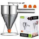 MyLifeUNIT Pancake Batter Dispenser, 40oz Multi-Caliber Stainless Steel Funnel Cake Dispenser with Stand Great for Pancakes, Cupcakes or Any Baked Goods