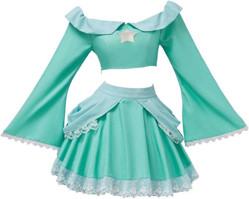 Willyacos Princess Costume Adult Blue Dress Sexy Princess Cosplay Costume Outfit Top Skirt for Teen Women (Large)