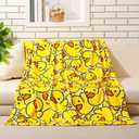 SmoothNovelty Cute Rubber Duck Throw Blanket All Season Cartoon Decorative Fleece Blankets Ducky Soft Cozy Flannel Carpet for Bed Chair Car Sofa Couch Bedroom(Yellow,50 X 60)