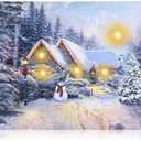 NIKKY HOME Christmas Wall Art, Led Christmas Canvas Prints, Candlesticks by the Window Pictures Wall Arts, Decor Light Up Winter Wall Art For Living Room Bedroom Xmas Party Gift 12" X 16"