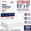Kaisa White Cardstock 8.5 x 11”, 110LB/199GSM Heavyweight Card Stock, 100 Sheets, Thick Cardstock Printer Paper for Copy, Printing, Art Projects, Invitations, Made In USA (100, White-100)