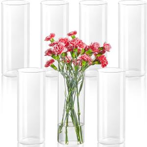 7pcs Glass Cylinder Vases for Centerpieces - 10 Inch Tall Glass Vases for Flower, Clear Flower Vase Bulk Floating Candle Vase for Table Centerpiece Wedding Home Dcor